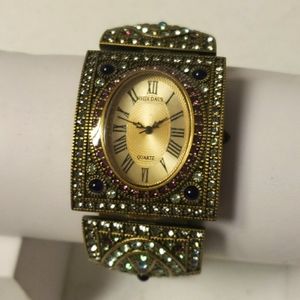 Heidi Daus vintage crystal & gold tone watch